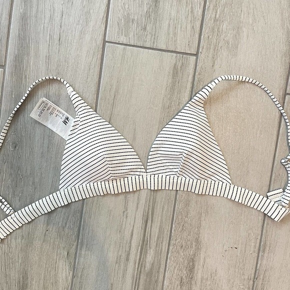 H&M Other - H&M Striped Bikini Top Size 2 White Black Swim Swimming Pool Vacation